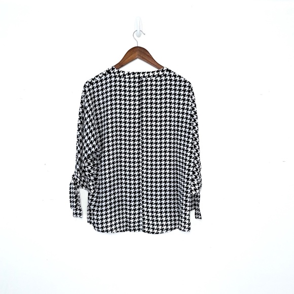 NY & Company 7th Avenue Houndstooth Blouse Black White Women’s Medium - Picture 2 of 4